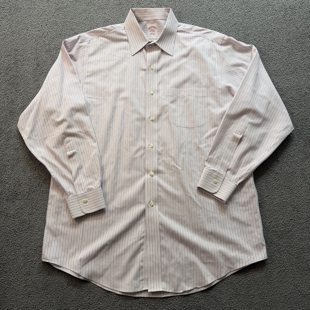 Brooks Brothers 1818 Long Sleeve Shirt Purple Striped Non Iron Men's 16-33